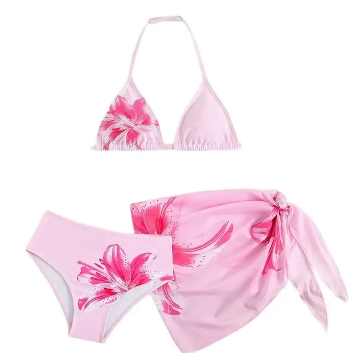 Maillots de bain UNITIM pour filles de 7 à 16 ans, maillots de bain deux pièces imprimés de fleurs d'été, ensemble de maillots de bain pour adolescentes, 3 pièces