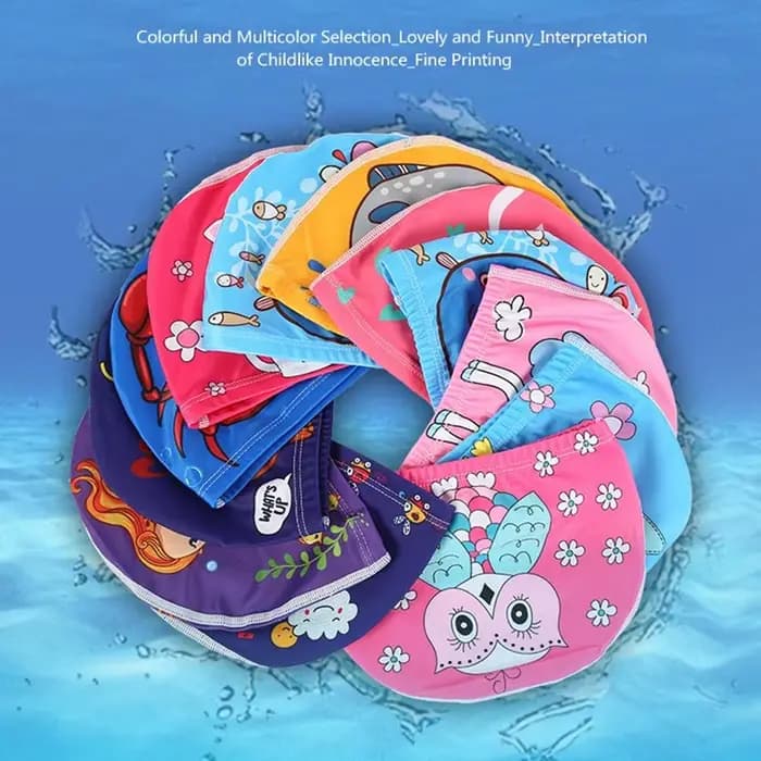 Bonnet de bain en tissu élastique pour enfants, joli bonnet de bain de dessin animé, protection des oreilles, garçons et filles
