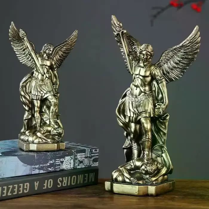 Statue de Saint-Michael pour la Protection de la maison, Sculpture de Saint catholique, idée cadeau chrétienne, décor en résine, figurine d'autel d'église, décoration de maison