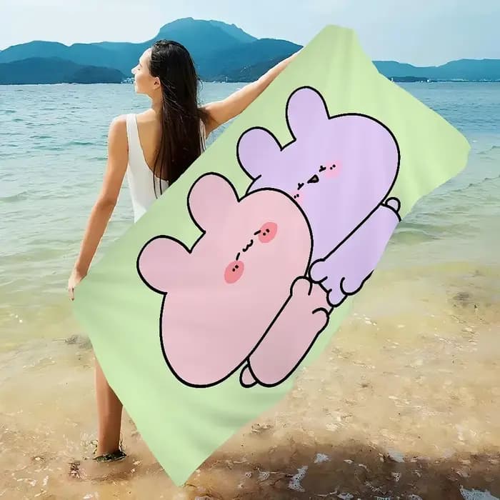Dessin animé a-samimichan mignon serviette de plage serviettes de bain colorées microfibre séchage rapide personnalisé