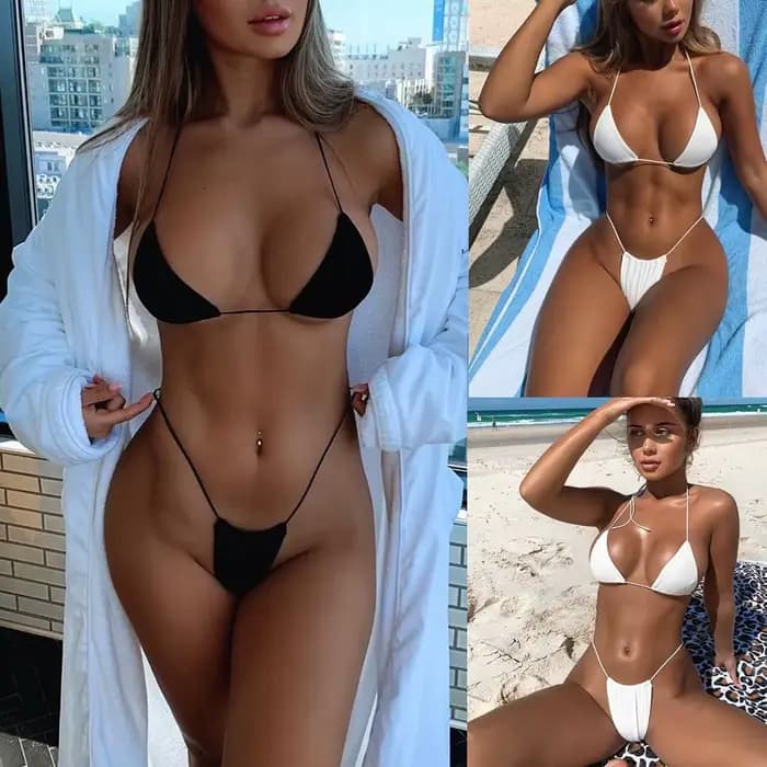Ensemble de bikini pas cher et abordable, maillot de bain sexy pour femme, idéal pour les fêtes à la piscine, bikini triangle doux avec lacets, maillot de bain de plage