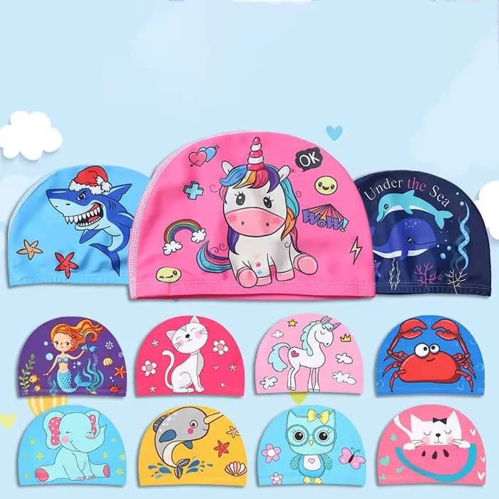 Bonnet de natation en tissu élastique pour enfants, chapeau de protection des oreilles, casquettes de natation, sports aquatiques, garçons et filles
