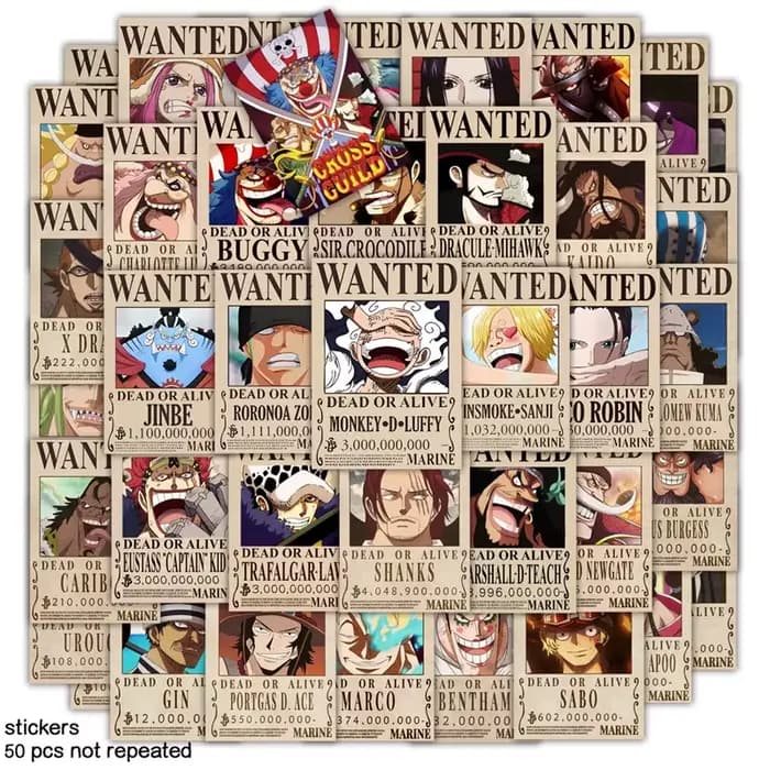 Anime Luffy Gear 5 une pièce primes recherché affiches 4 empereurs loi enfant figurines Vintage salon décoration murale autocollants jouets