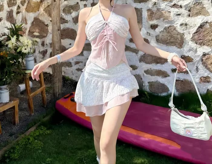 Maillot de bain deux pièces à volants style station balnéaire 2026