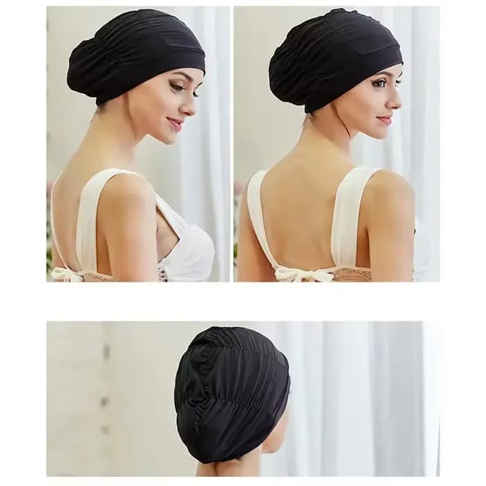 Bonnet de bain unisexe pour femmes et filles aux cheveux longs, extensible, taille unique, en nylon élastique, style turban, pour piscine et sport