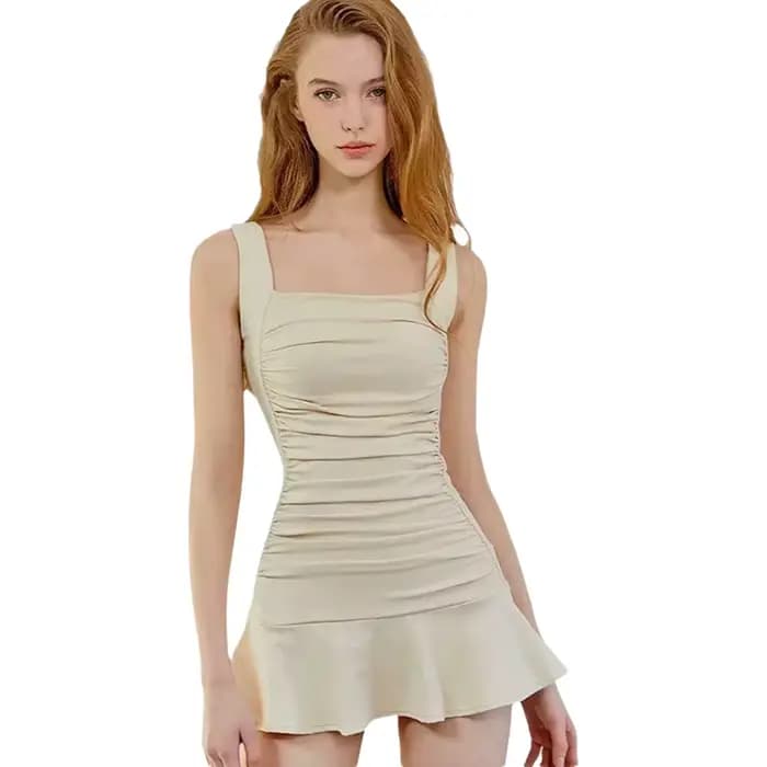 Maillot de bain une pièce pour femme, style coréen, avec jupe, amincissant, coupe conservatrice, pour petite poitrine, tendance, maillot de bain transfrontalier