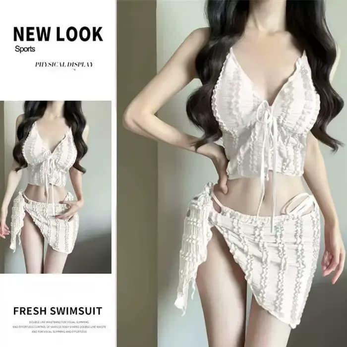 Maillot de bain trois pièces sexy et innocent de style japonais pour femme, maillot de bain séparé sexy pour petite poitrine avec effet push-up