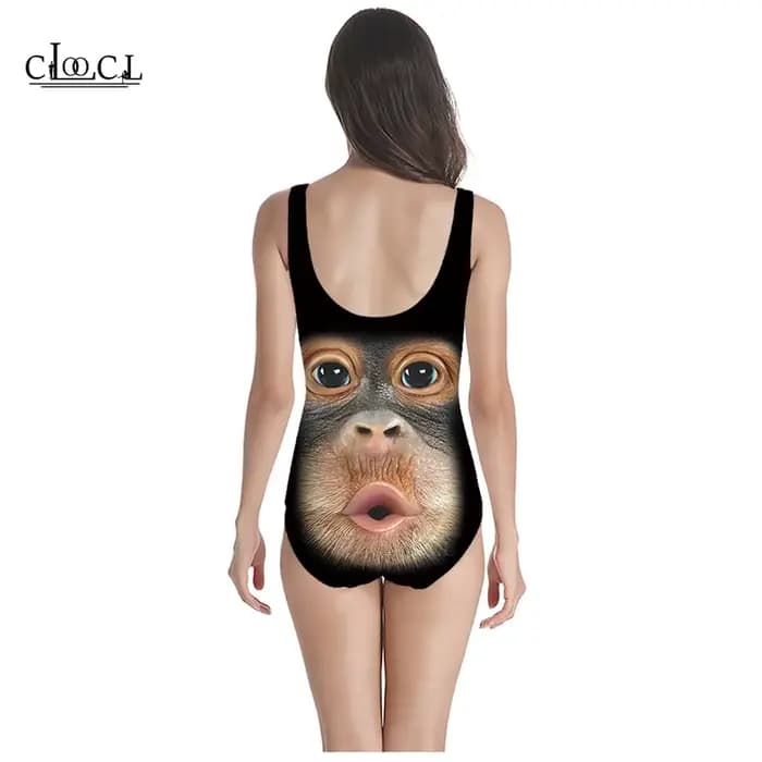 CLOOCL − Maillot de bain une pièce, imprimé singe 3D, animal, amusant, pour femmes, tenue de bain, sexy, nouvelle mode
