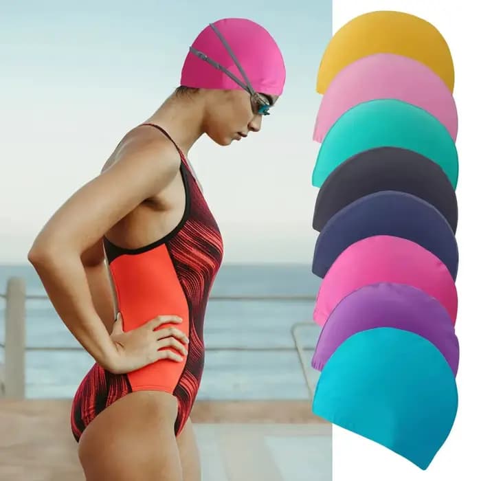 Bonnet de bain en silicone élastique avec protection des oreilles