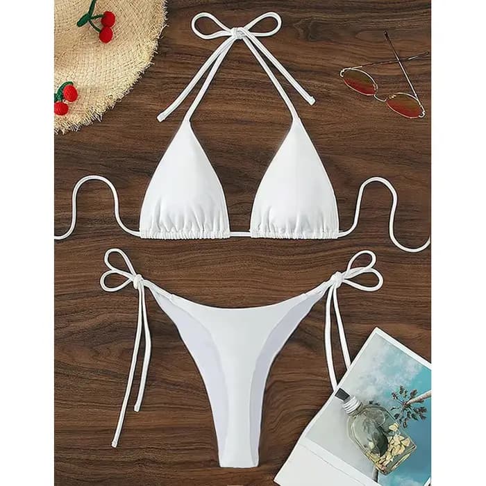 Style de plage licou Bikini ensemble Sexy solide string maillots de bain maillot de bain Mujer Lingerie pour les femmes