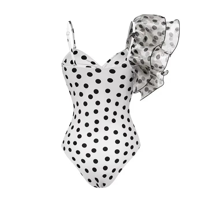 Maillot de bain une pièce rétro pour femme 2026 avec volants – Ensemble de plage pour les vacances B