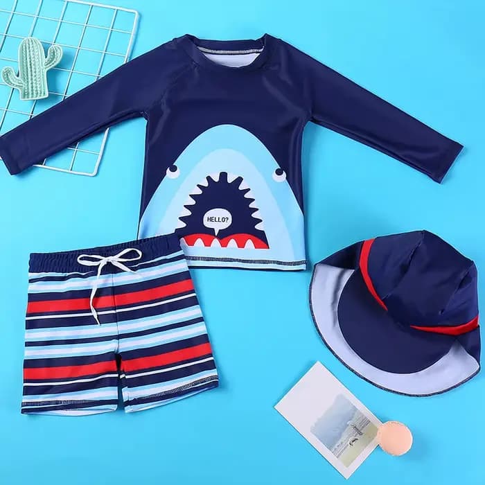Maillot de bain fendu pour enfants, 3 pièces, motif de dessin animé mignon, ensemble de natation à manches courtes pour enfants de 1 à 12 ans, vêtements de plage
