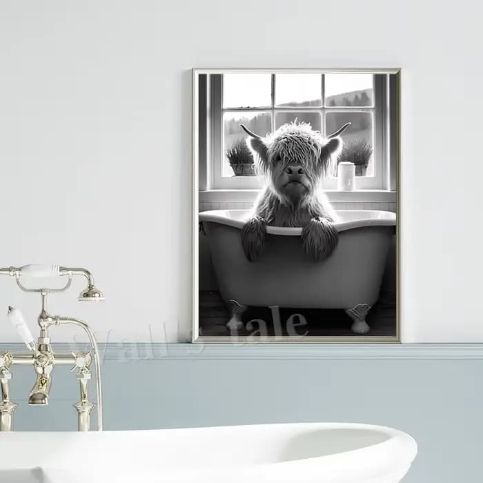 Animaux noir et blanc salle de bains Photo mur Art photos girafe éléphant affiches amusantes toile peinture impressions décor de salle de bains