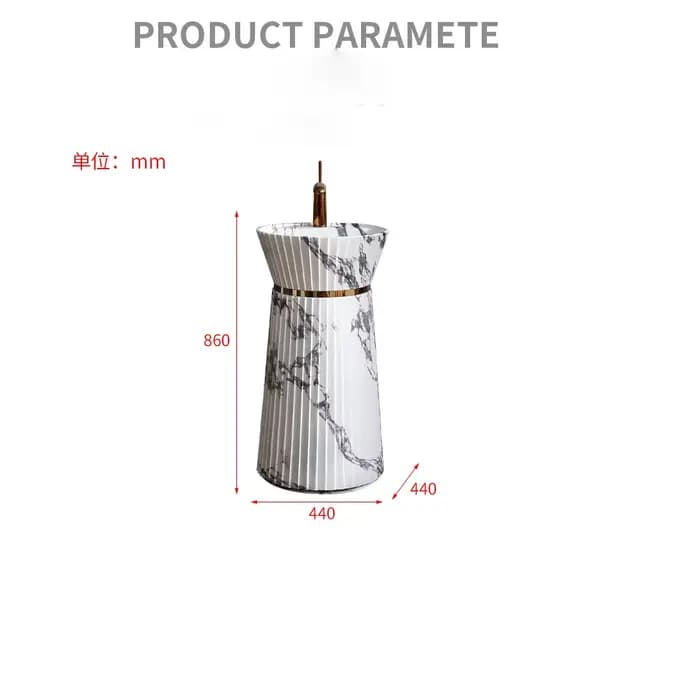 Lavabo sur pied fin effet marbre, lavabo autoportant moderne et minimaliste pour hôtel, maison, salle de bain RS22019
