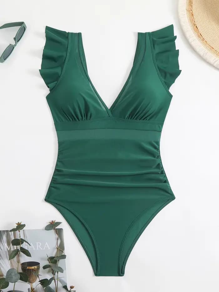 Maillot de bain une pièce plissé pour femmes