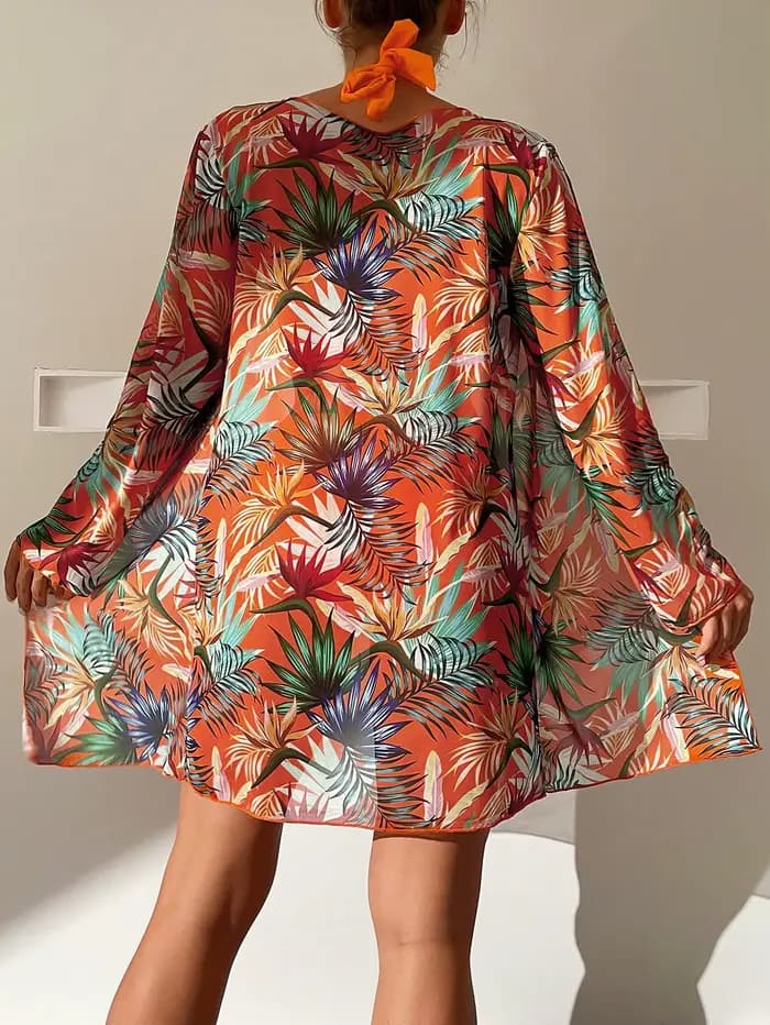 Licou imprimé Bikini ensembles 3 pièces femmes maillot de bain avec Kimono taille haute maillots de bain femmes baigneurs maillot de bain maillots de bain