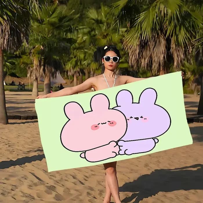 Dessin animé a-samimichan mignon serviette de plage serviettes de bain colorées microfibre séchage rapide personnalisé