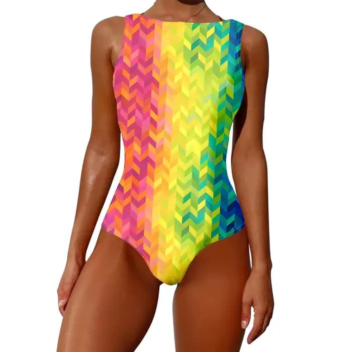 Maillot de bain une pièce ​ Aqua Swirl DNA motif imprimé vêtements de sport décontractés maillots