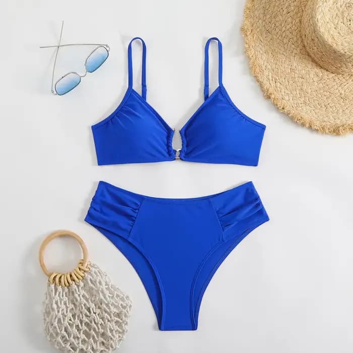Maillot de bain froissé, couleur unie, sexy, ajouré, fendu, pour femmes, nouvelle collection 2025