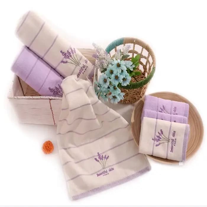 Serviette de bain brodée en pur coton de haute qualité, serviette/serviette pour le visage parfumée à la la lavande, douce, à séchage rapide et très absorbante