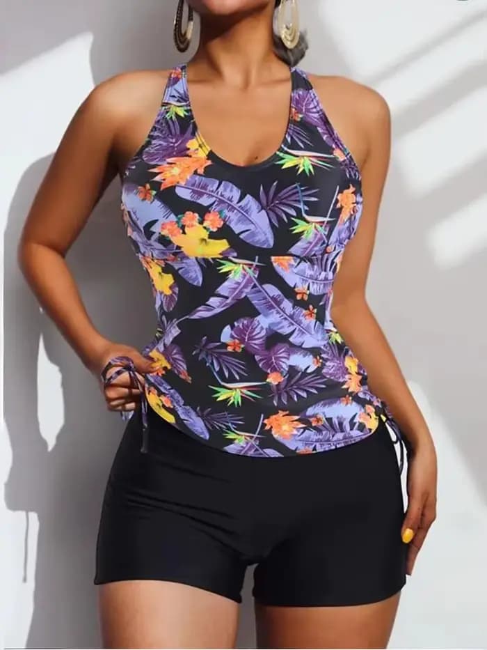 Maillot de bain deux pièces taille haute pour femme
