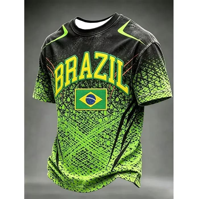 Maillot de football vintage 2026 à motif ethnique brésilien pour adultes et enfants – T-shirt athleisure respirant, séchage rapide, doux et élégant