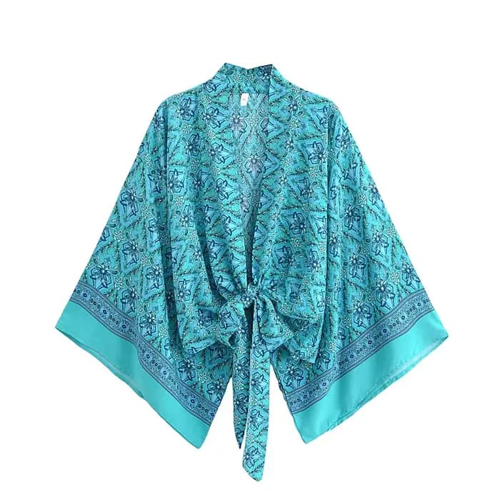 Boho Dinner ens Red Floral Beach Kimono, Short Robe, Swimsuits, Women Fashion, BatOOSleeves, Rayon, Bohemian Bikini Cover Ups, Beachwear