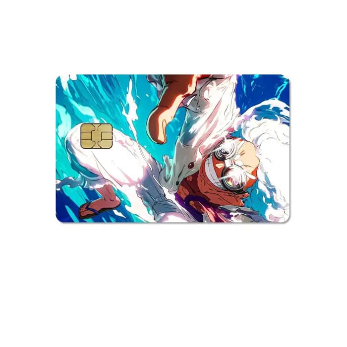Nouveau dessin animé Anime une pièce Gear 5 Luffy bricolage HD mat PVC autocollant petite puce carte de crédit housse Film peau autocollant filles cadeau