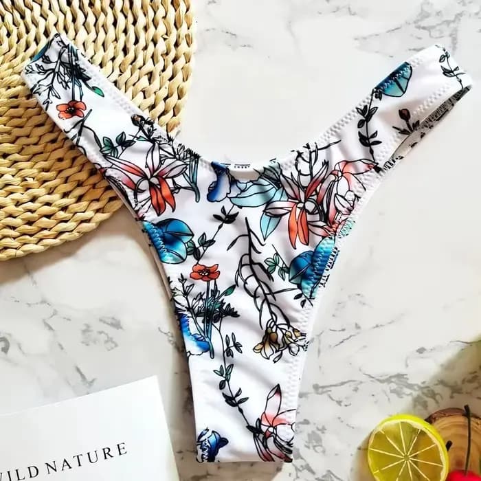 Nouveau imprimé fleuri brésilien Bikini bas femmes maillots de bain taille haute Sexy V string maillot de bain maillot de bain femmes maillots de bain femmes