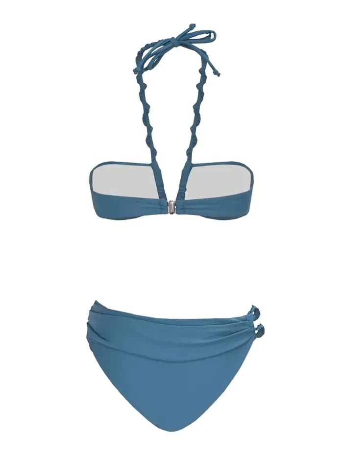 2025 Nouvel ensemble bikini sexy bordeaux avec détails dorés - Haut bandeau avec bas coupe haute, parfait pour les fêtes d'été sur la plage et la piscine