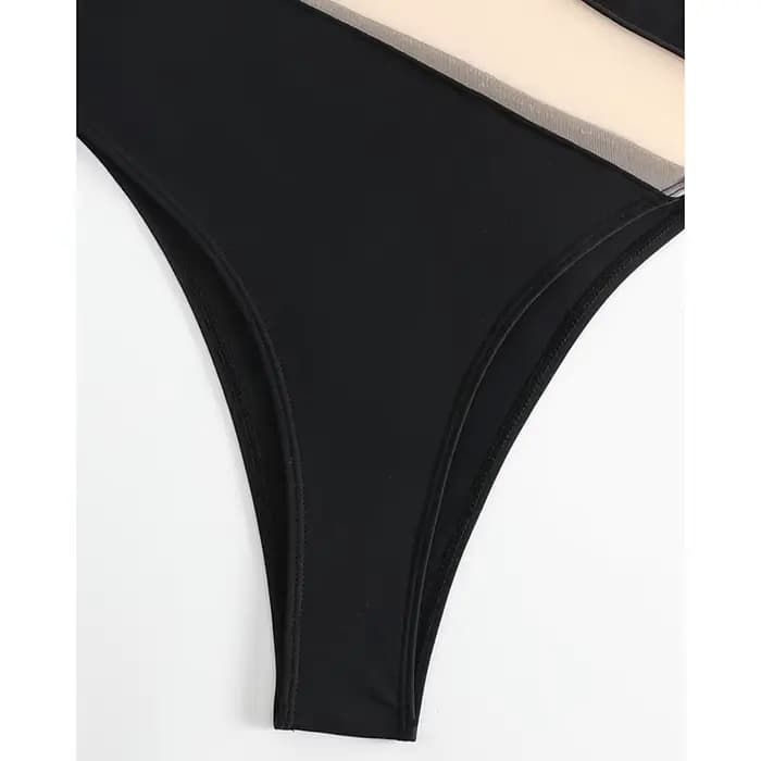 Maille Patchwork voir à travers maillot de bain femmes Sexy une épaule maigre une pièce maillot de bain 2025 nouvelle vacances plage dame maillot de bain