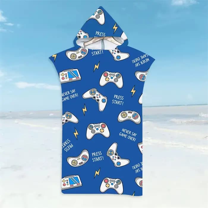 Anime Gamepads Peignoir Serviette de plage Serviettes de bain à séchage rapide Cape légère à capuche Natation Surf Adulte Femmes Hommes Poncho Peignoirs