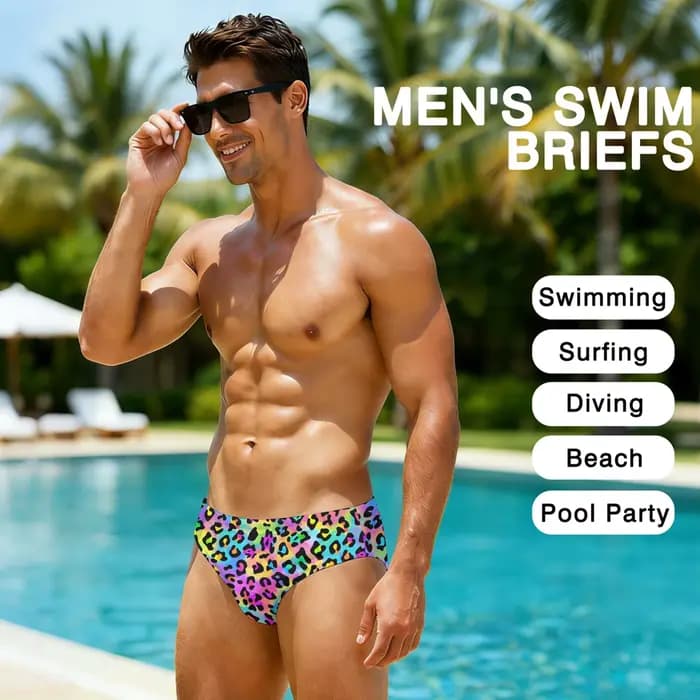 Maillot de bain léopard arc-en-ciel sexy pour hommes