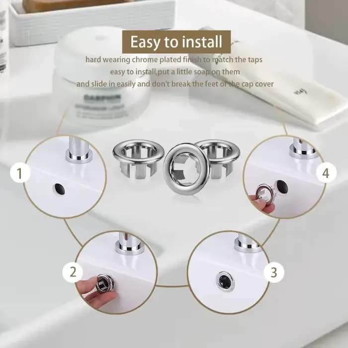 Couvercle de vidange circulaire pour lavabo de cuisine et salle de bains, 4 pièces, décoration de baignoire, trou d'évier, trop-plein creux pour lavabo