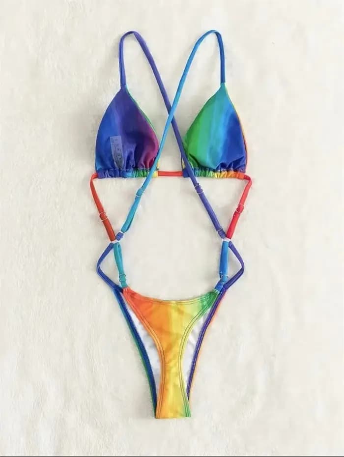 Maillot de bain une pièce imprimé arc-en-ciel