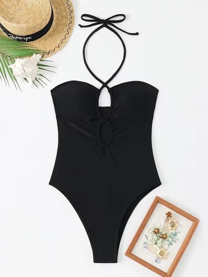 Maillot de bain uni bandeau femme 2026