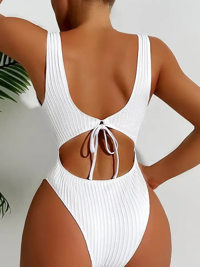Maillot de bain une pièce noir blanc, sexy, dos nu, culotte taille haute, pour femmes, vêtements de plage, monokini, 2025