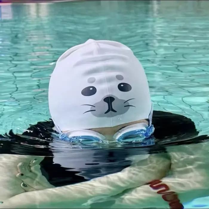 Bonnet de bain en silicone imperméable mignon, motif dessin animé amusant, séchage rapide, ajustement confortable, imprimé animal, pour piscine