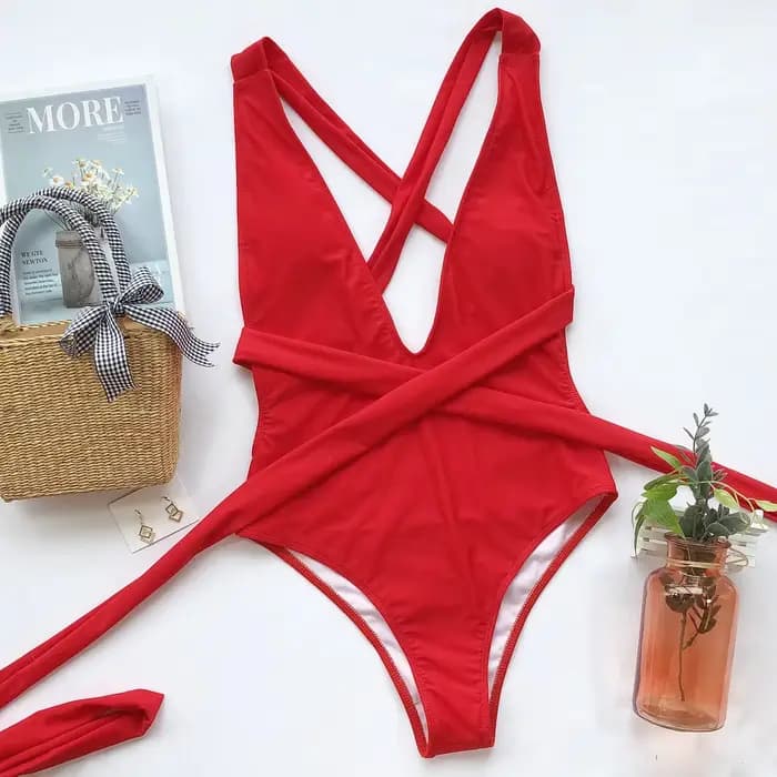 Maillot de bain une pièce rouge sexy 2026 pour femme
