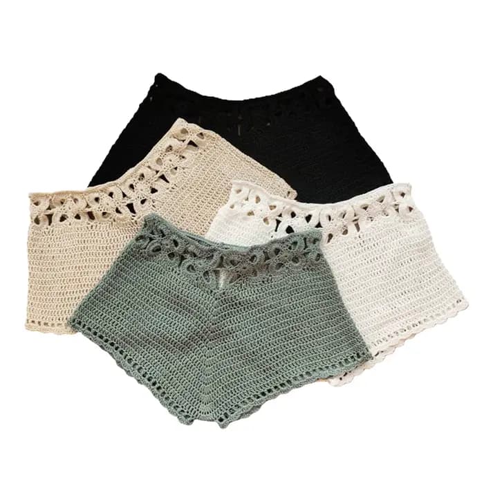 Nouveauté 2026 Short de bain sexy pour femme en tricot et crochet à découpes