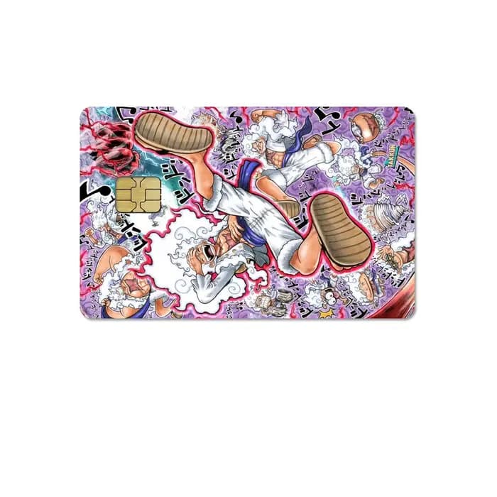 Nouveau dessin animé Anime une pièce Gear 5 Luffy bricolage HD mat PVC autocollant petite puce carte de crédit housse Film peau autocollant filles cadeau