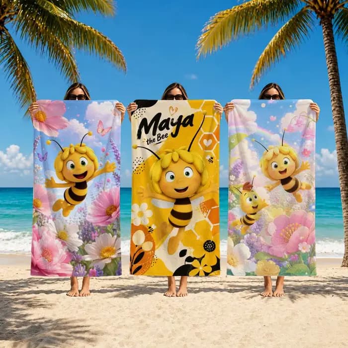 Serviette de plage Cartoon M-Maya the Bee, serviette de bain absorbante à séchage rapide pour la natation, la gym, le camping, les activités de plein air
