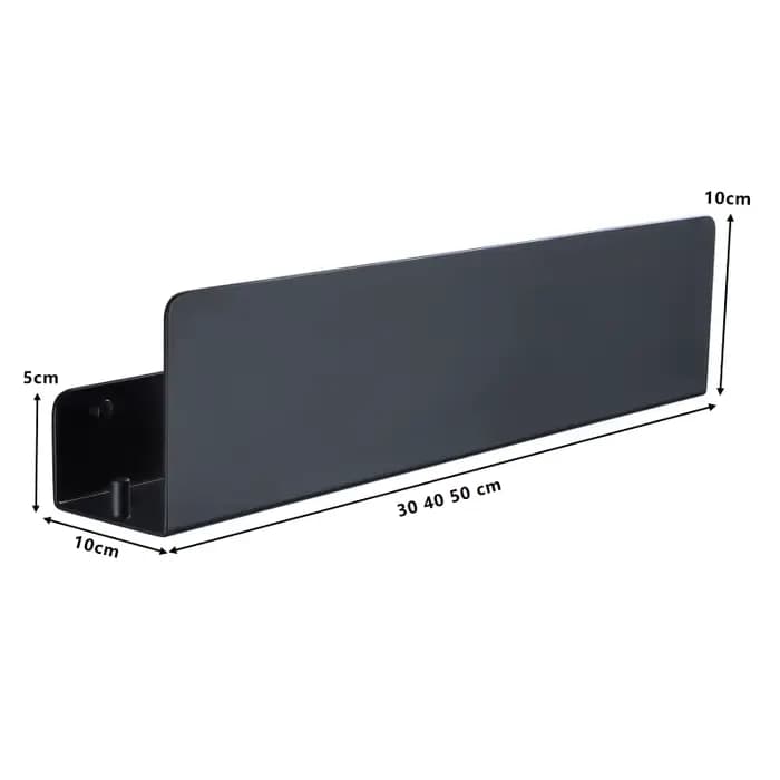 Étagère de rangement de salle de bain noire avec crochets, étagères de décoration de cuisine en aluminium sur le mur, support de rangement de douche, support mural