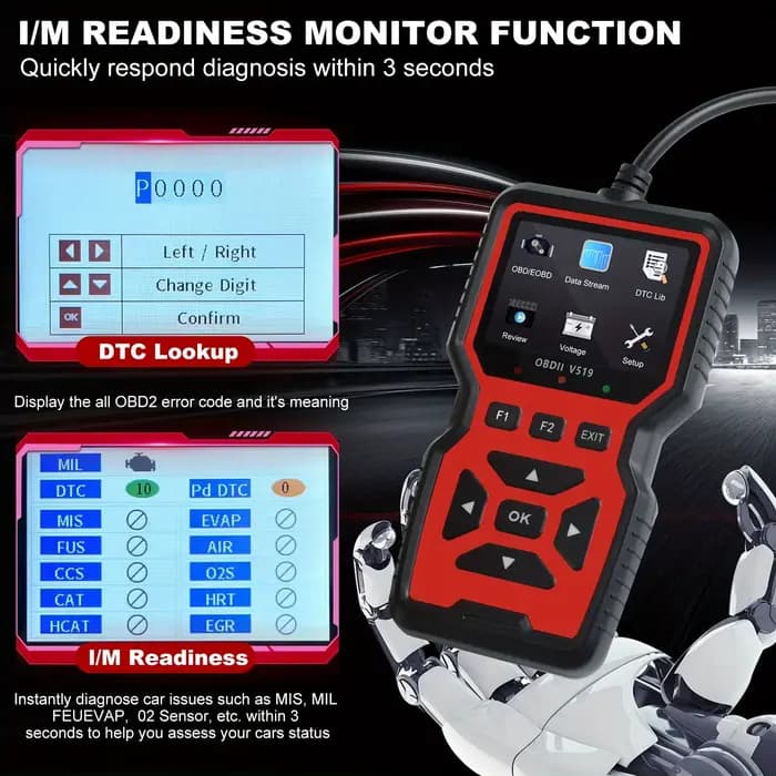 Scanner OBD2 professionnel V519 - Outil de diagnostic automobile alimenté par USB avec flux de données en temps réel, tests OBD II complets (I/M Ready, Bod2/Eobd), efface les voyants de panne du moteu