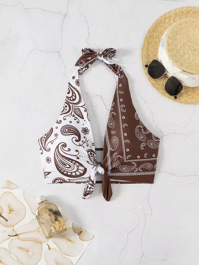 2026 Hauts de bikini halter imprimés