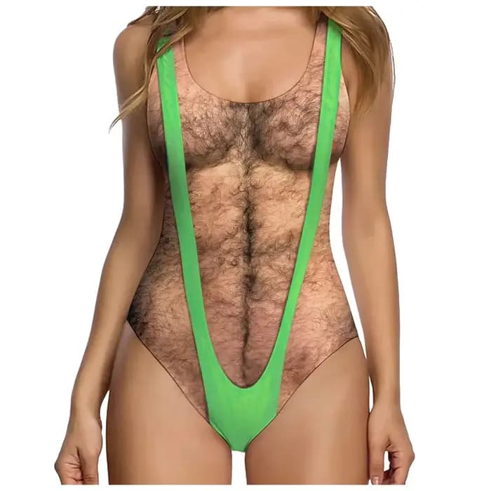 Costumes une pièce 2025 tendance femmes Sexy drôle 3D faux sein poilu