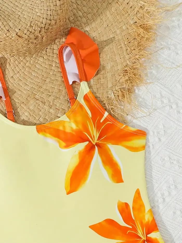 Maillot de bain une pièce avec jupe pour filles de 8 à 12 ans