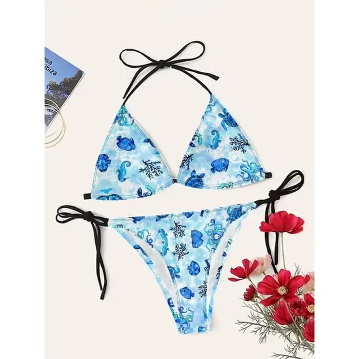 Femmes Sexy Océan ​ Coquillage imprimé Bikini Cupshe bretelles taille haute maillots de bain séchage rapide plage