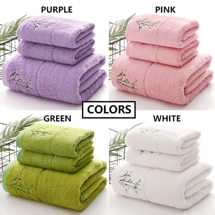 Ensemble de serviettes en Fiber de bambou brodées pour adultes, serviette de bain Super absorbante de couleur unie de haute qualité, serviettes de bain et essuie-mains pour la maison