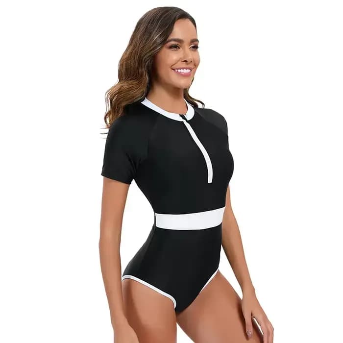 Maillot de bain une pièce noir et blanc pour femmes